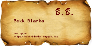 Bekk Blanka névjegykártya
